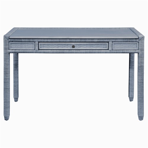 Mako Coastal Beach Blue Rattan Writing Desk