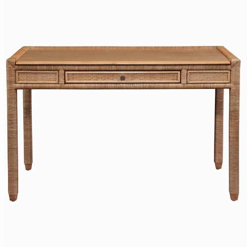 Mako Coastal Beach Brown Rattan Writing Desk