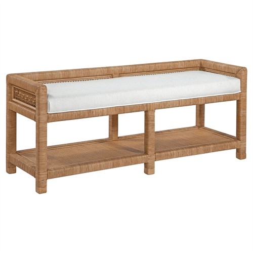 Mako Coastal Beach Brown Rattan White Performance Bench
