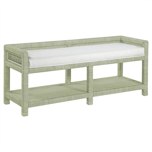 Mako Coastal Beach Green Rattan White Performance Bench