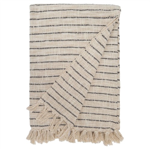 Jojo Coastal Beach Charcoal Cotton Striped Oversized Throw Blanket
