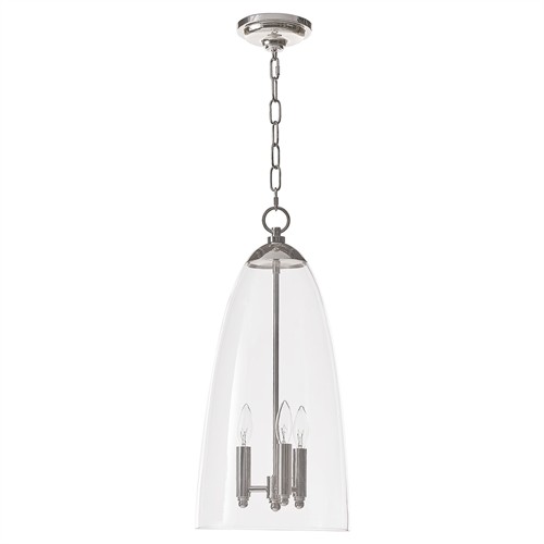 Maiden Updated Traditional Glass Shade Polished Nickel Pendant