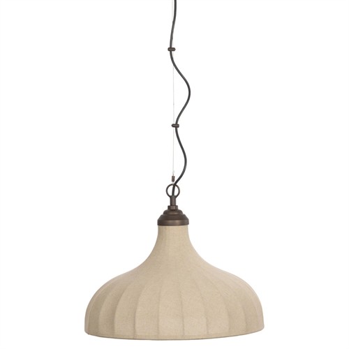 Maison Updated Traditional Bronze Iron Linen Bell Pendant