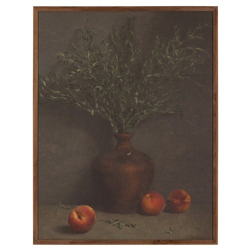 Corven Updated Traditional Still Life Brown Walnut Wood Frame Painting - 40x31