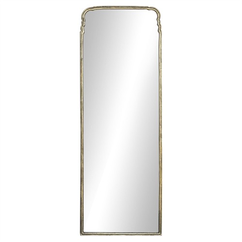 Loren French Country Antique Gold Metal Arched Floor Mirror - 81&quot;