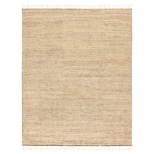 Avira Coastal Beach Tan Wool Fringed Solid Rug - 6&#39;x9&#39;