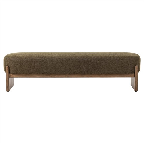 Leith Modern Classic Olive Performance Brown Wood Bedroom Bench