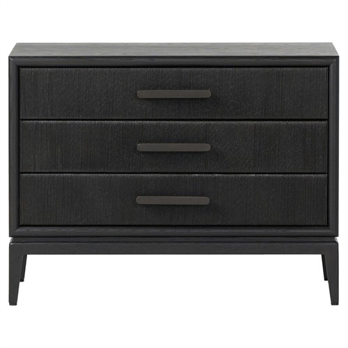 Rosal Modern Classic Black Oak Woven Rush Nightstand