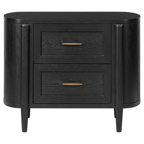 Ivan Modern Classic Matte Black Oak Nightstand