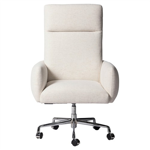 Wallie Modern Classic Snow Crypton Polished Steel Swivel Office Chair