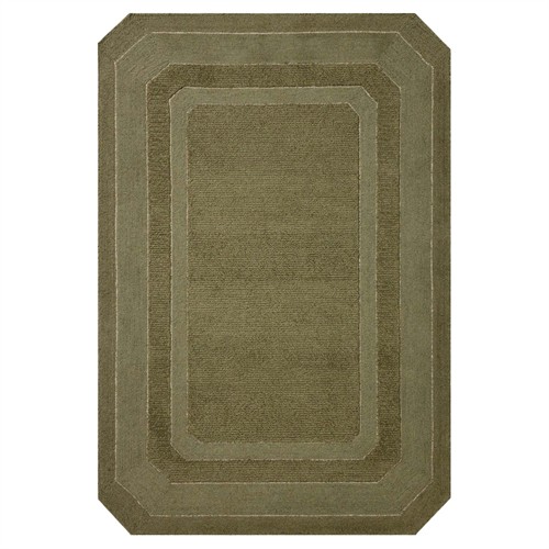 Clayton Updated Traditional Olive Green Wool Border Solid Rug - 3&#39;6&quot;x5&#39;6&quot;