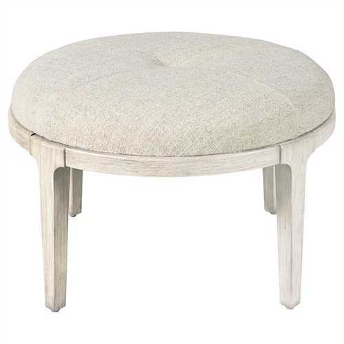 Leith Modern Classic Light Grey Wood Round Ottoman