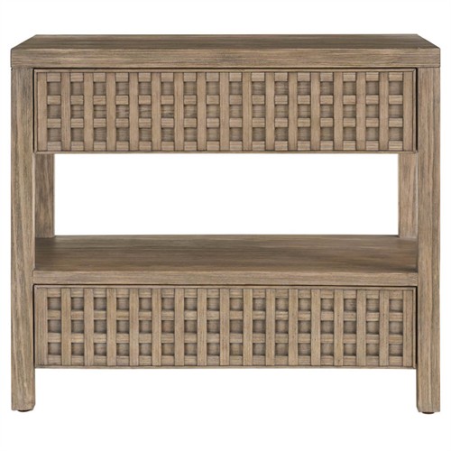 Leith Modern Classic Brown Wood Textured Wide Nightstand