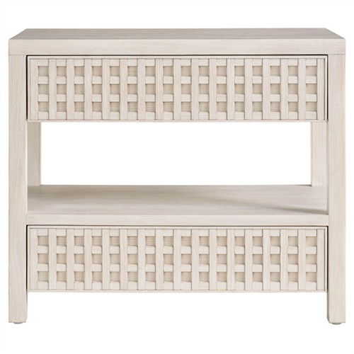 Leith Modern Classic Light Grey Wood Textured Wide Nightstand