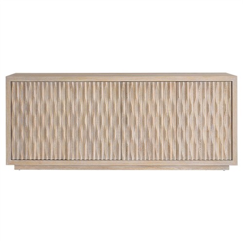 Alwyn Modern Classic Light Oak Textured Media Cabinet - 85&quot;