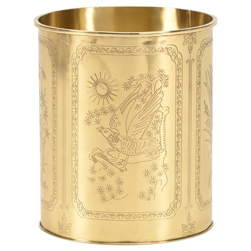 Magnus Updated Traditional Gold Hand Carved Waste Basket