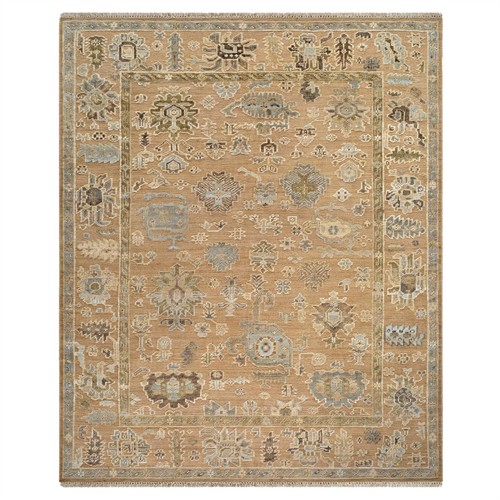 Avienne Updated Traditional Tan Wool Oushak Patterned Rug - 6&#39;x9&#39;