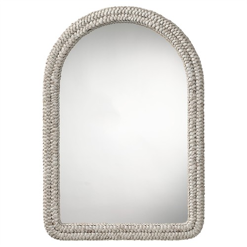 Marlowe Coastal Beach Natural Corn Husk Arched Wall Mirror