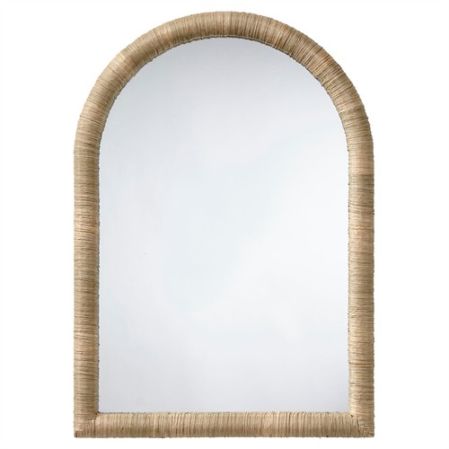 Vera Coastal Beach Natural Seagrass Arched Wall Mirror