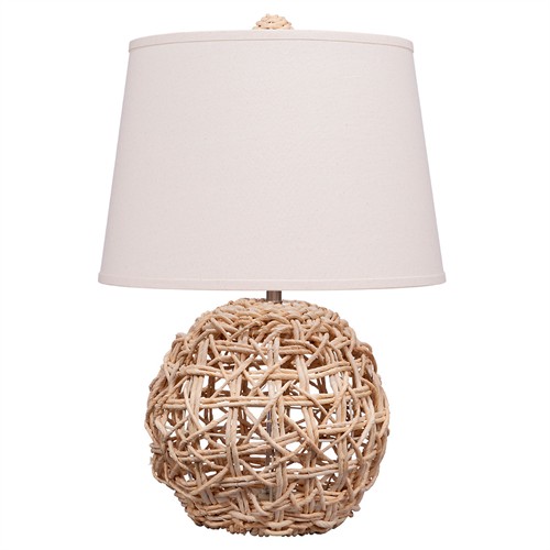 Nisha Coastal Beach Linen Shade Natural Rope Table Lamp
