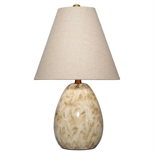 Edie Coastal Linen Shade Beige Ceramic Table Lamp