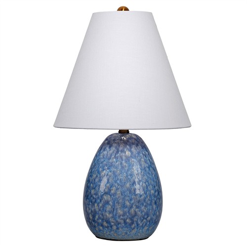 Edie Coastal Linen Shade Blue Ceramic Table Lamp