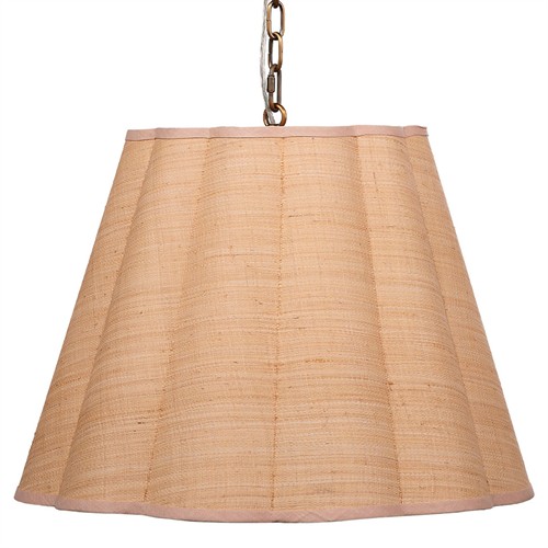 Rue Coastal Beach Natural Raffia Scalloped Single Pendant