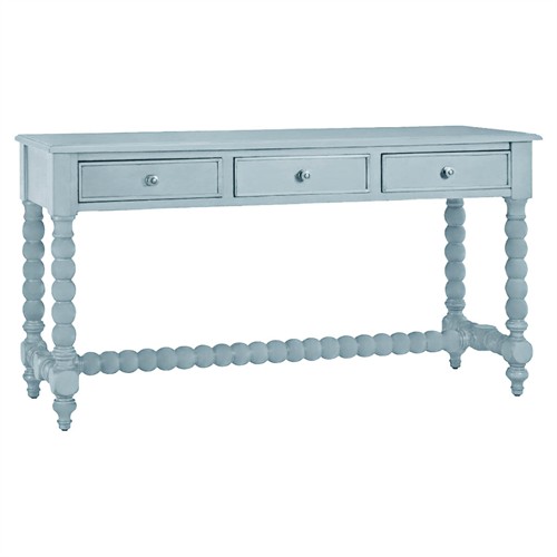 Adelaide Updated Traditional Light Blue Wood Spindle Rectangular Console Table