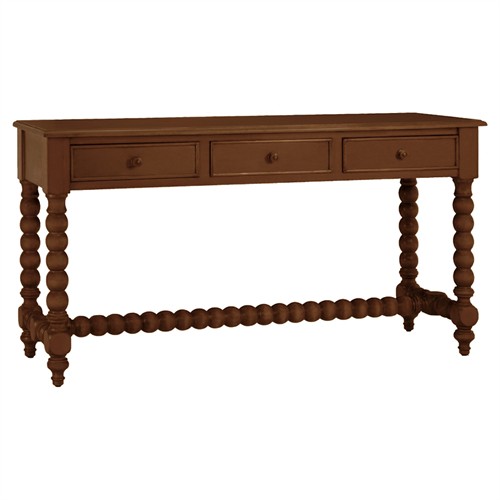 Adelaide Updated Traditional Pecan Brown Wood Spindle Rectangular Console Table