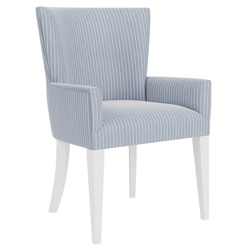Riona Coastal Beach Blue Striped Performance Dining Arm Chair