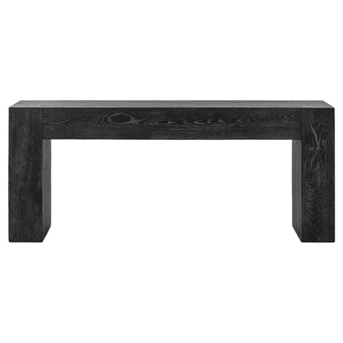 Brissy Rustic Lodge Black Reclaimed Oak Rectangular Console Table