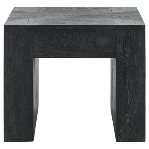 Brissy Rustic Lodge Black Reclaimed Oak Square End Table