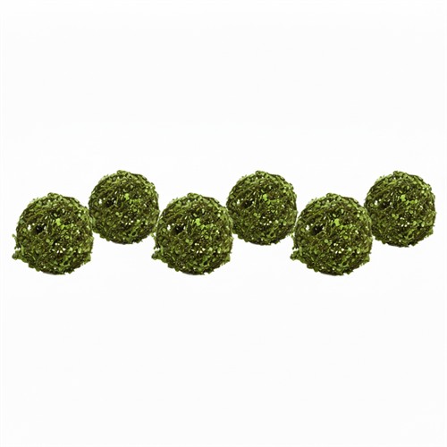 Seren Updated Traditional Green Faux Rattan Moss Ball - Set of 6