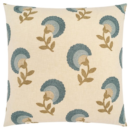 Ophelie Updated Traditional Beige Floral Throw Pillow - 22x22