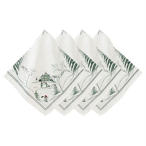 Juliska Country Estate Winter Frolic French Evergeen Cotton Napkin - Set of 4