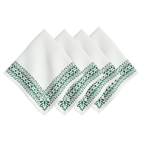 Juliska Iberian Border Updated Traditional Evergreen Linen Napkin - Set of 4