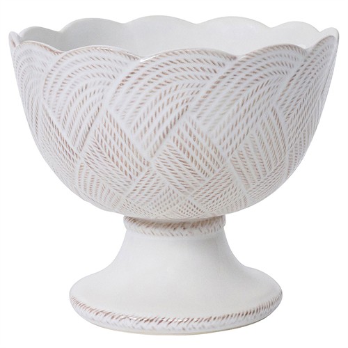 Juliska Le Panier Mystic Knot French Whitewash Ceramic Footed Serving Bowl