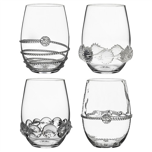 Juliska Heritage Traditional Clear Stemless Bohemian Wine Glass - Set of 4