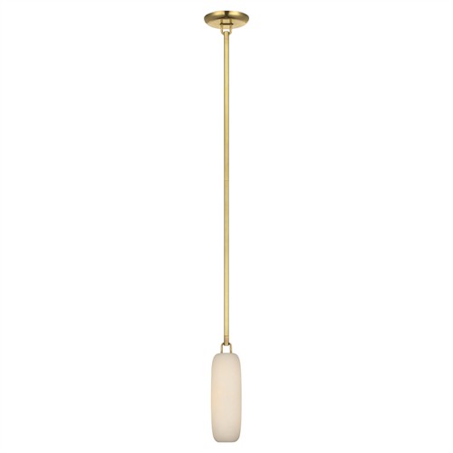 Visual Comfort Formosa Modern White Alabaster Antique Burnished Brass Single Pendant - 11&quot;