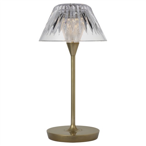 Visual Comfort Blaze Traditional Crystal Shade Natural Brass Rechargeable Table Lamp - 12&quot;