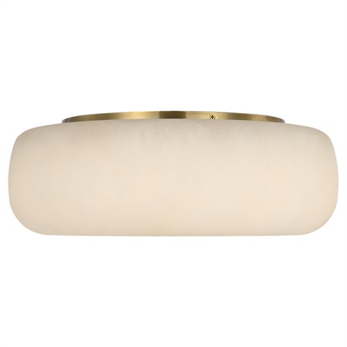 Visual Comfort Formosa Modern White Alabaster Antique Burnished Brass Flush Mount - 17&quot;
