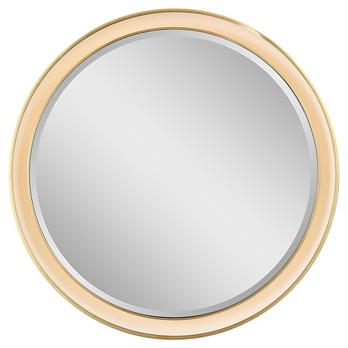 Visual Comfort Tricia Modern Classic Antique Brass Illuminated Round Wall Mirror - 24&quot;