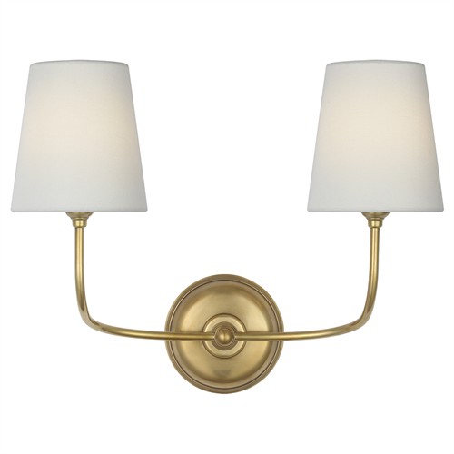 Visual Comfort Vendome Updated Traditional Antique Brass Cordless Double Armed Sconce
