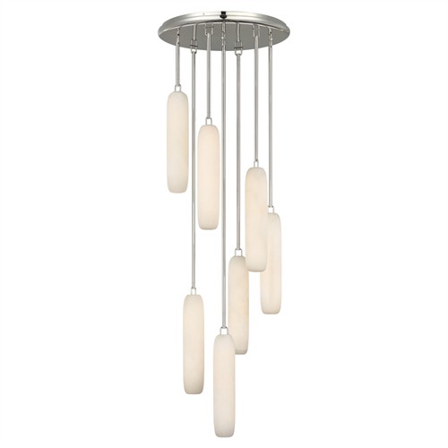 Visual Comfort Formosa Modern White Alabaster Polished Nickel 7 Light Pendant