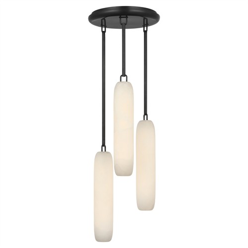 Visual Comfort Formosa Modern White Alabaster Bronze 3 Light Pendant