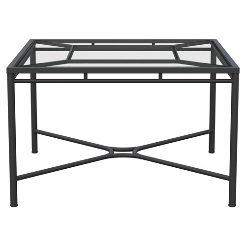 Emeline Glass Black Iron Square Outdoor Dining Table - 48&quot;