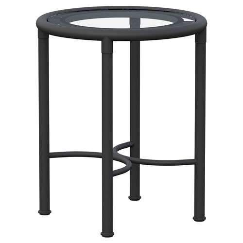 Emeline Glass Black Iron Round Outdoor Side Table
