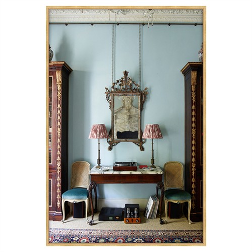 Dion Traditional Blue Interior Gold Frame Photograph - 38x26