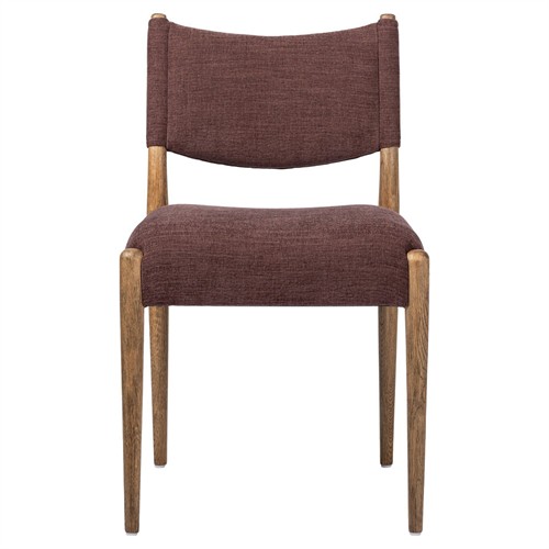 Odelia Modern Classic Maroon Velvet Brown Oak Dining Chair
