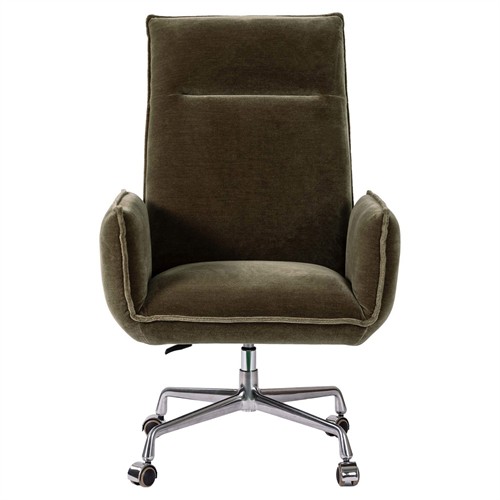 Leon Modern Classic Olive Green Velvet Stainless Steel Executive Office Chair